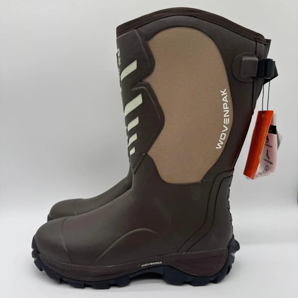 WOVENPAK Men's US 11 Waterproof Rubber Neoprene Hunting Boots Brown New Tags